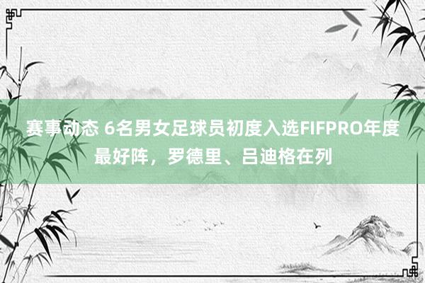 赛事动态 6名男女足球员初度入选FIFPRO年度最好阵，罗德里、吕迪格在列