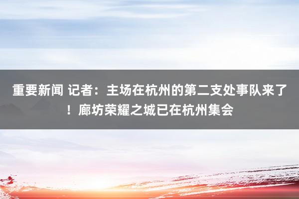 重要新闻 记者：主场在杭州的第二支处事队来了！廊坊荣耀之城已在杭州集会