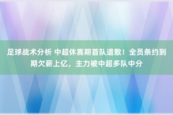 足球战术分析 中超休赛期首队遣散！全员条约到期欠薪上亿，主力被中超多队中分